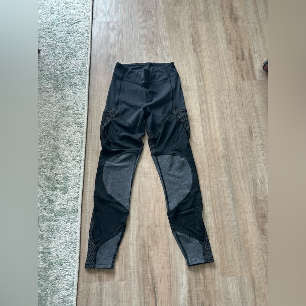 lululemon athletica Black and Charcoal Mesh Panel Leggings